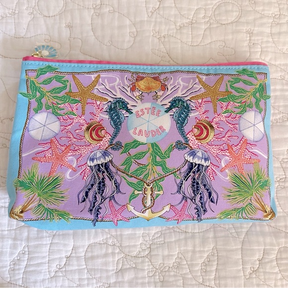 Estée Lauder Zip Pouch Free Girl Makeup Bag Ocean Sea Creatures New With Product - Picture 1 of 2